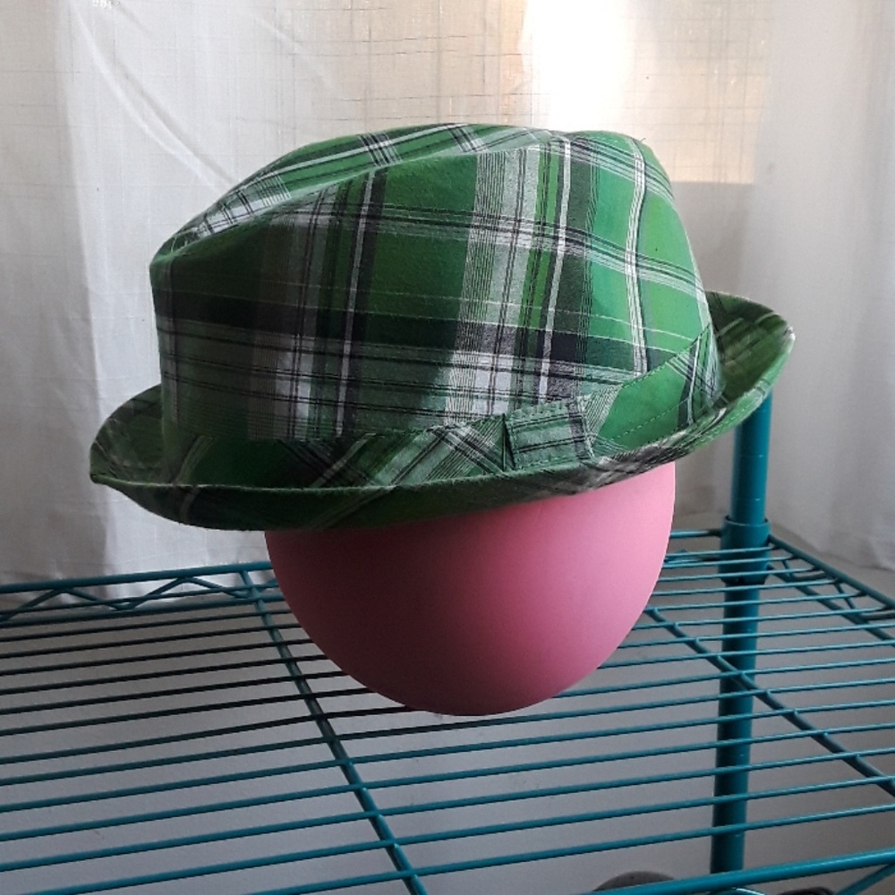 Green Plaid Fedora